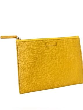 New Furla x Eva airlines Saudi AE Lemon Yellow Pebbled faux Leather Pouch